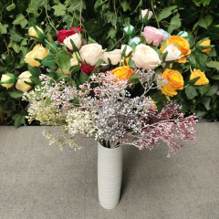 7-pronged happy rose artificial flower, silk flower fake bouquet, home wedding decoration props, artificial hand rose