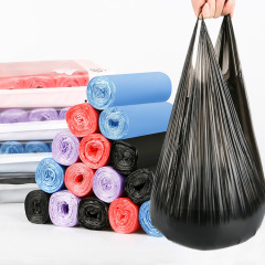 High-end packaging 100 disposable hand-held trash bags for home use, break-resistant plastic bags with reinforced shoulder straps