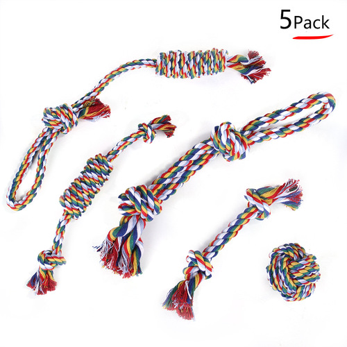 Wholesale pet teething supplies cotton rope toys, cat and dog knot toys, dog bite-resistant cotton knot set