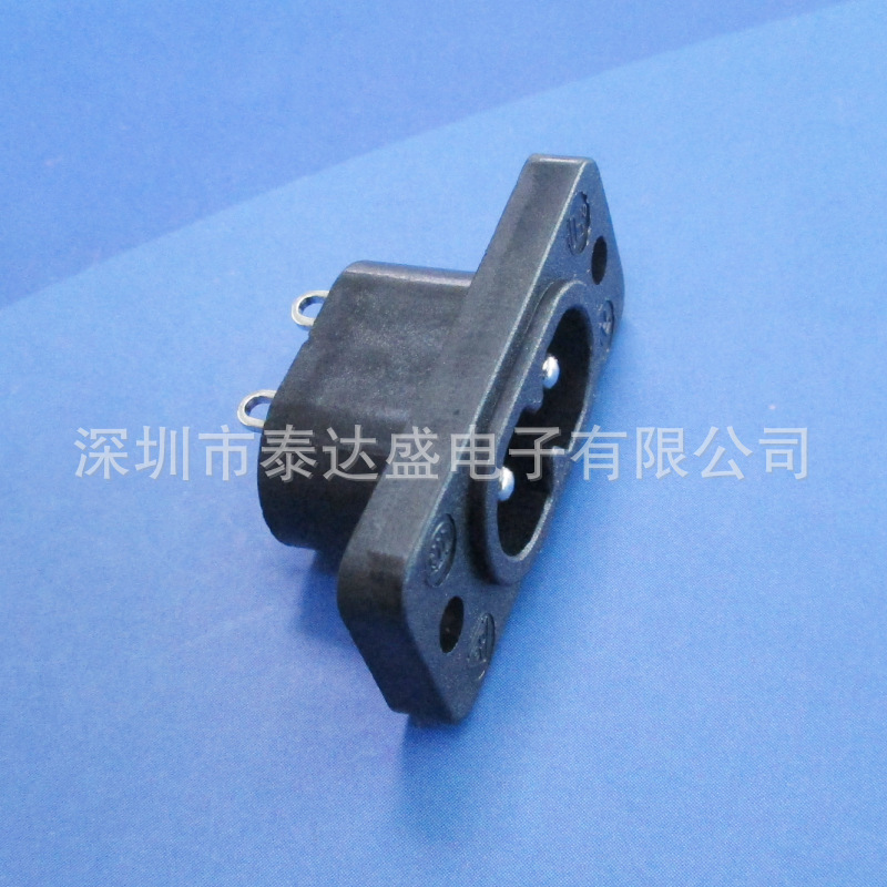 尾部焊线两芯8字口充电插座35*15面板锁螺丝电源插座DB-14-T-7S1