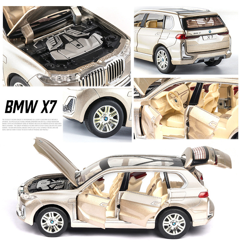 Modelo de coche de aleación de simulación MaX7 en escala 1:24, en caja de espuma, con 6 puertas que se pueden abrir, sonido y luz, juguete infantil, vehículo todoterreno.