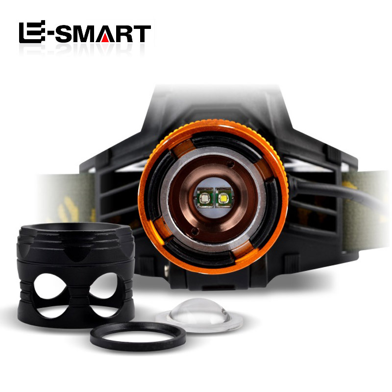 Zoom fuerte faro ligero carga amarillo y blanco doble fuente de luz pesca LED10W amarillo luz azul claro noche pesca paquete al por mayor