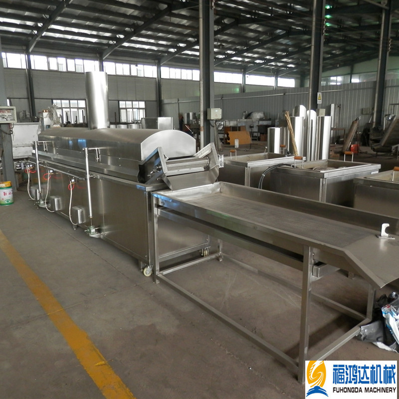 章鱼小丸子油炸流水线 鸡爪油炸设备 福鸿达连续式炸鱼油炸机