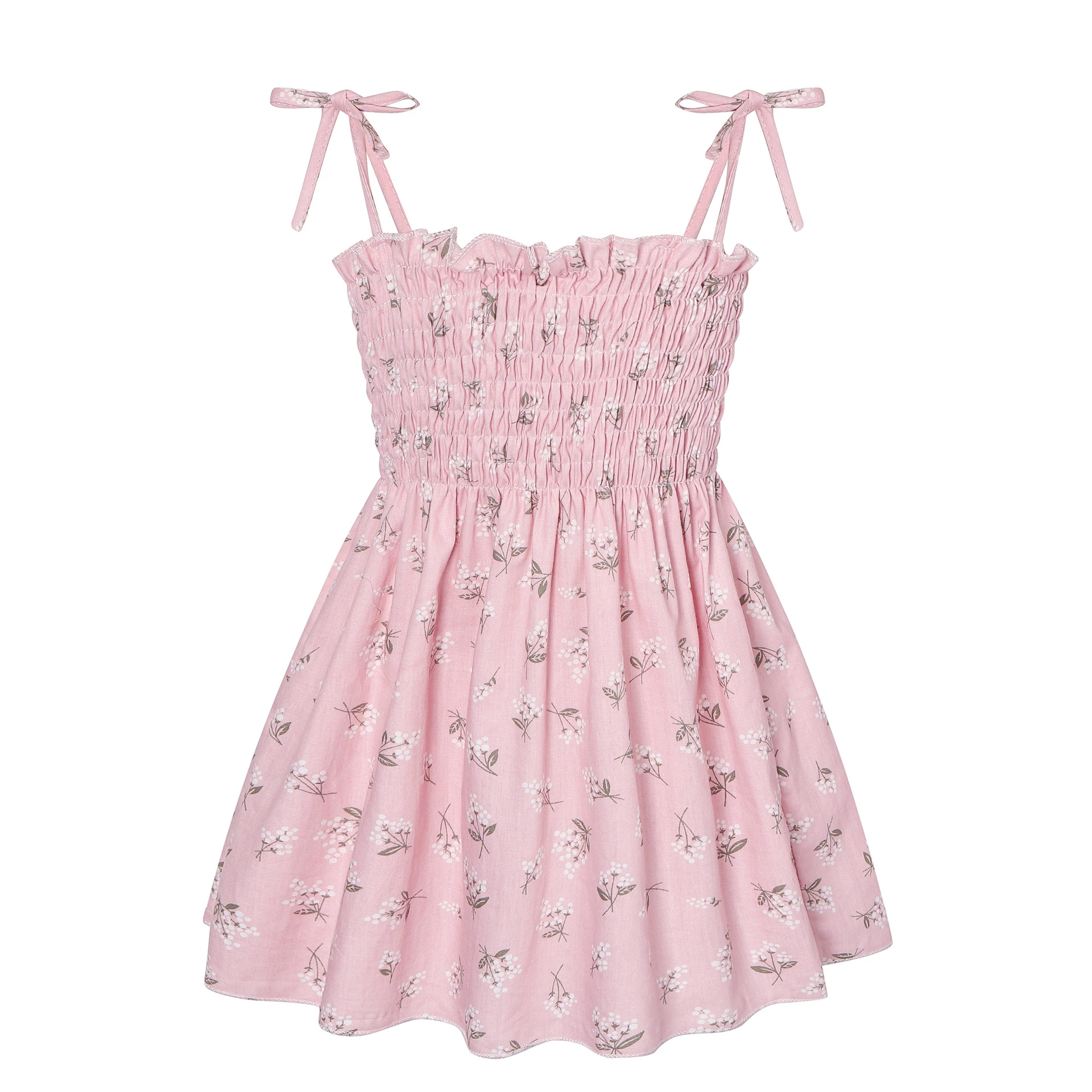 Girls' Summer Princess Slip Dress, Floral & Cherry Prints, Sizes for 90–130 cm