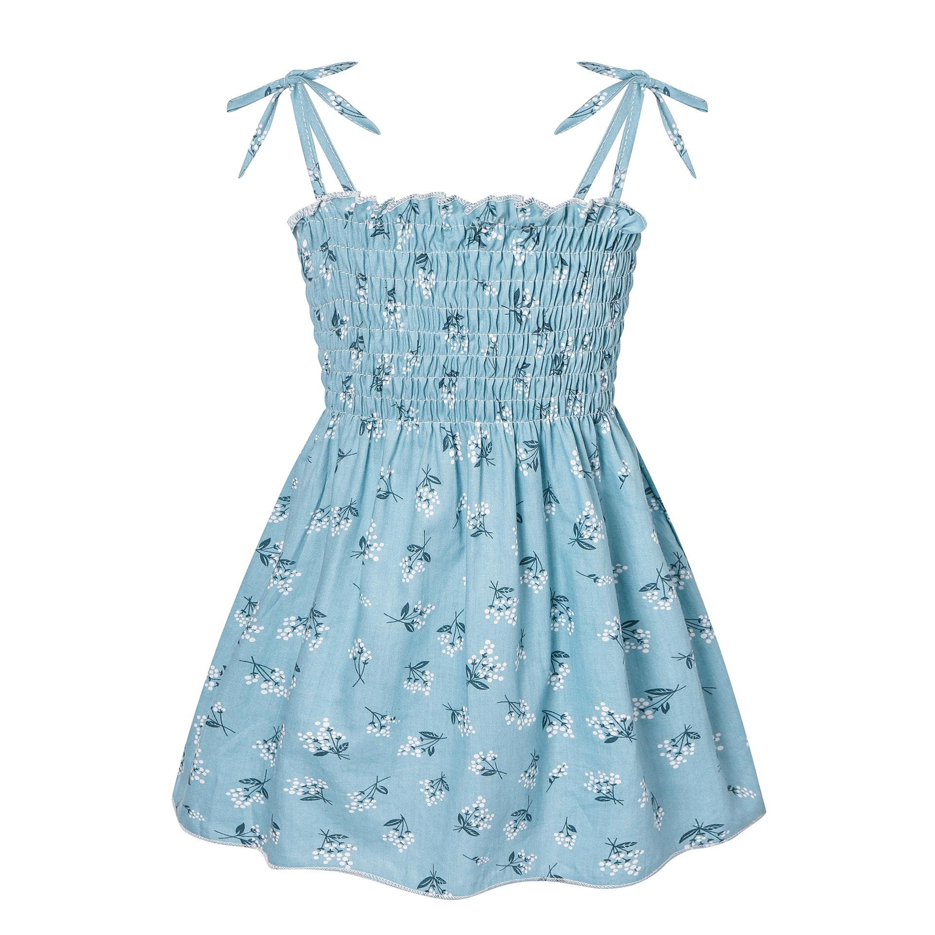 Girls' Summer Princess Slip Dress, Floral & Cherry Prints, Sizes for 90–130 cm