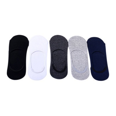 200-needle men's spring and summer solid color cotton solid color boat socks, shallow mouth anti-slip and anti-odor silicone invisible beanie shoes men's socks