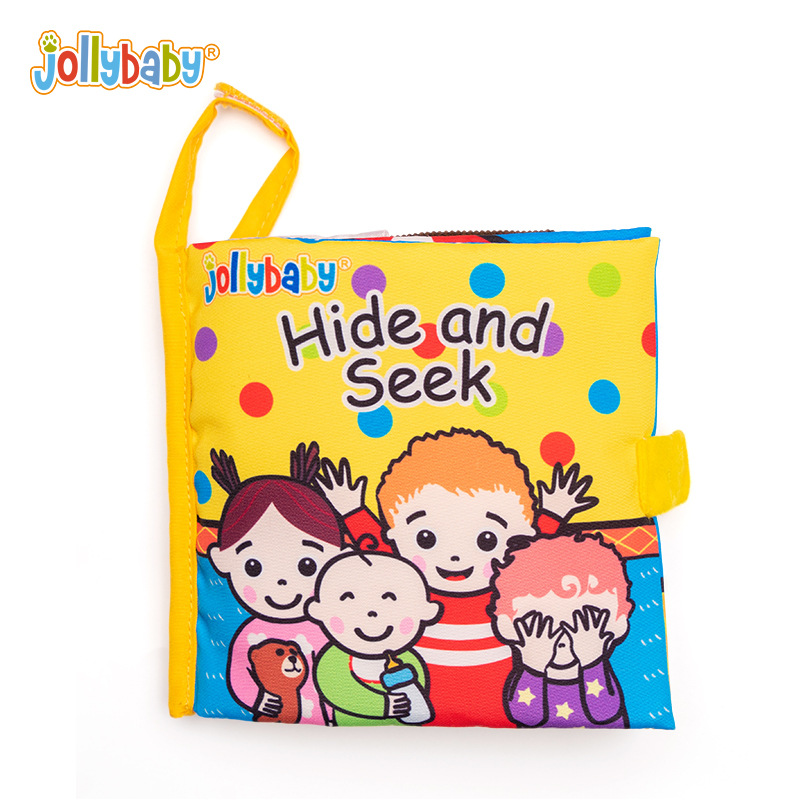 Jollybaby hide and seek cat series cloth book baby cloth book early education toy baby toy 0-3 year old cloth book