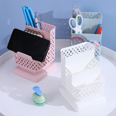 Desktop hollow cosmetics storage box mobile phone holder creative office plastic three-layer multi-functional storage pen holder
