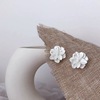 Silver needle, white retro mountain tea, cute earrings, ear clips, accessory, silver 925 sample, simple and elegant design, flowered