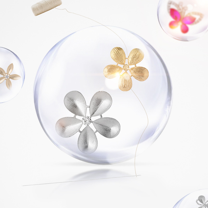 Five-petal flower base zinc alloy gemstone base necklace pendant…