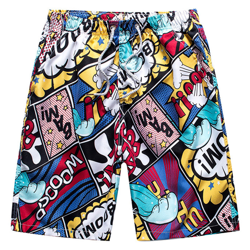 Cross-border summer outdoor quick-drying plus size beach pants men's casual fifth pants men's printed swimming trunks couple shorts men