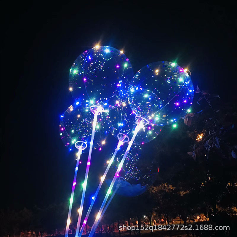 批发儿童玩具透明波波球地推礼品闪光波波球手持亮灯发光波波球