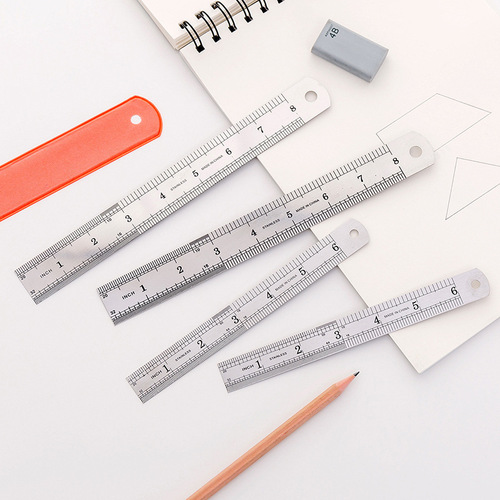 Short ruler scale student stationery office drawing and painting measuring ruler 15/20/30cm thickened iron ruler wholesale