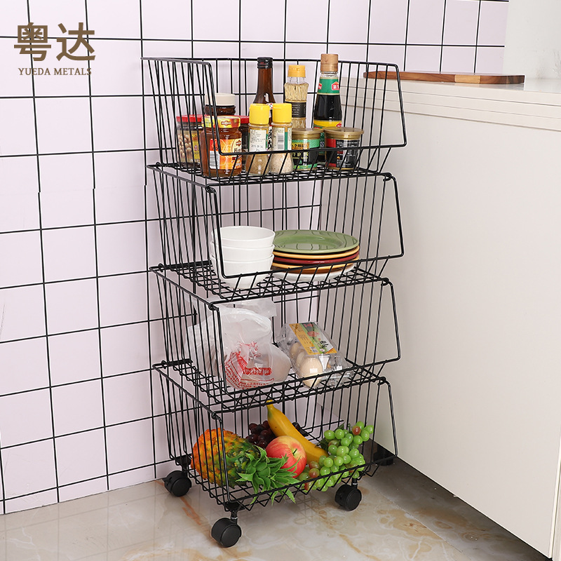 Cross-border Movable Kitchen Storage Rack Cart Household Floor Storage Bedroom Living Room Storage Multi-layer Wheeled Cart