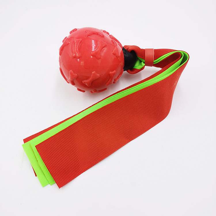 Fábrica directa para perro mordedura-resistente sonido juguetes TPR cinta hueso bola mascotas suministros en stock al por mayor