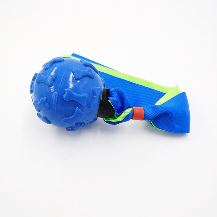 Fábrica directa para perro mordedura-resistente sonido juguetes TPR cinta hueso bola mascotas suministros en stock al por mayor