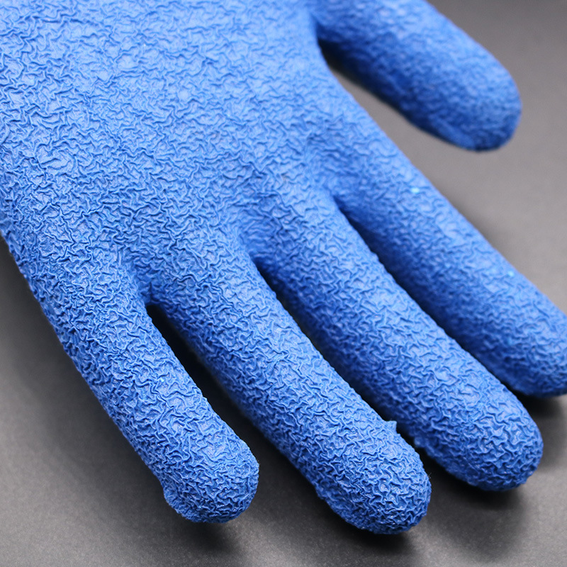 Diez agujas de látex arruga guantes grises sumergidos guantes de trabajo antideslizantes resistentes al desgaste para el sitio de construcción al por mayor