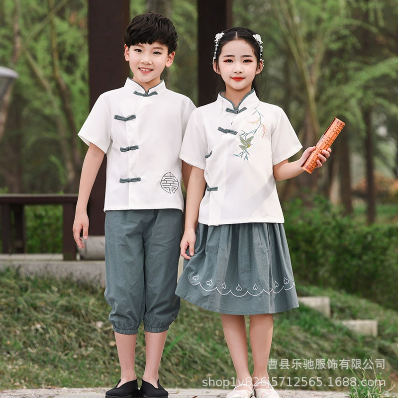Детские костюмы для хоровых представлений в стиле Республики Китая для мужчин и женщин, студенческие литературные молодежные костюмы для чтения поэзии