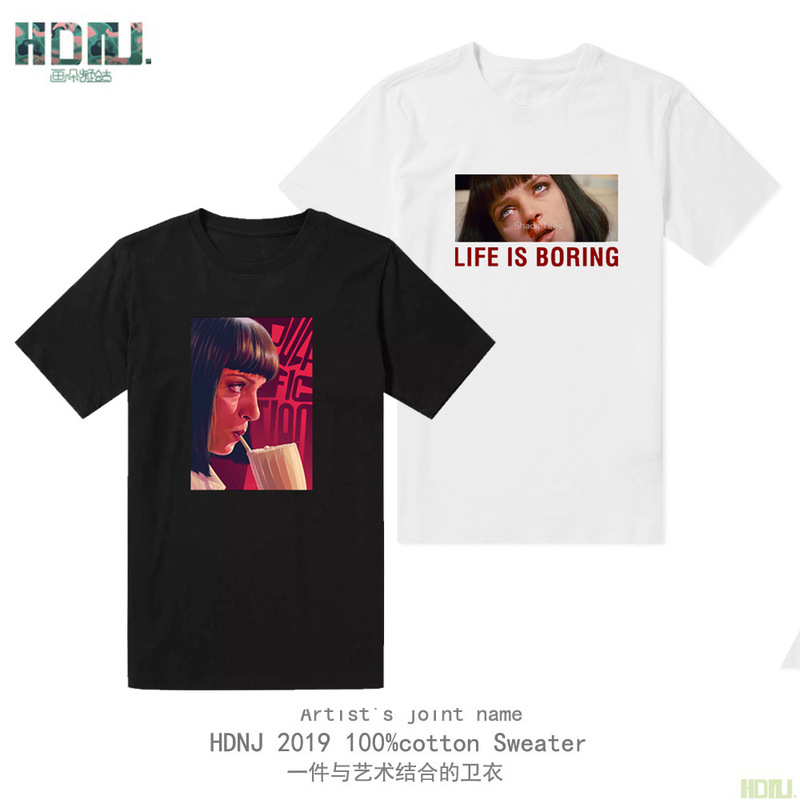 Quentin Quentin Pulp Fiction Pulp Fiction film joint name short sleeve cotton loose T-shirt