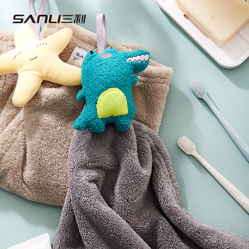 [New Style] Sanli Towels Cute Hand Towels Hanging Hand Towels Japanese Coral Velvet Hand Towels Kitchen and Bathroom Towels