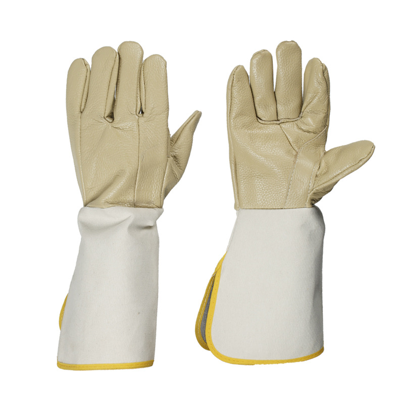 焊工手套耐磨防牛皮帆布大袖电焊手套加长劳保海员手套临沂批发