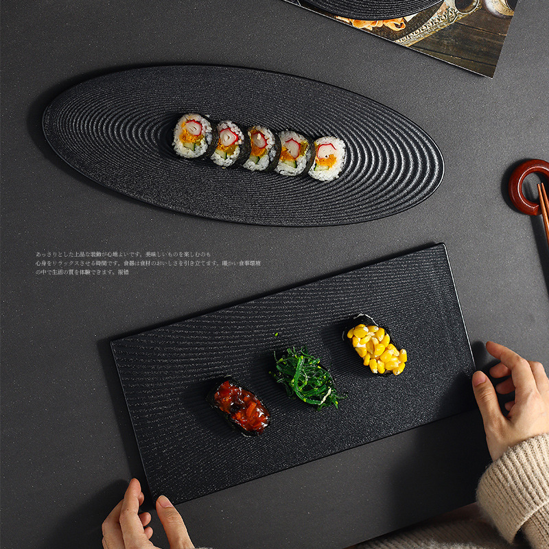 [Japanese Restaurant Owner's Repurchase] Large Matte Ceramic Sushi Sashimi Cold Dish Plate Commercial Tableware Flat Plate