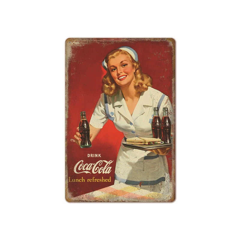Безрамный ретро постер Coca-Cola, винтажное барное настенное искусство, размер 20×30×0.025 см