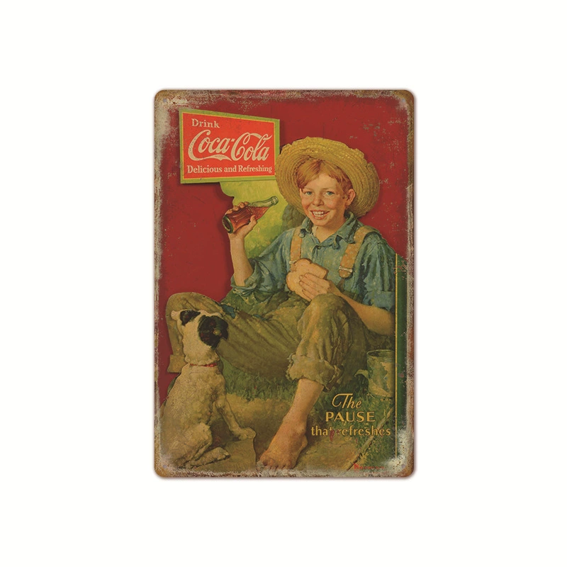 Безрамный ретро постер Coca-Cola, винтажное барное настенное искусство, размер 20×30×0.025 см