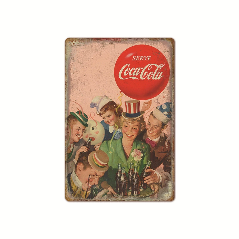 Безрамный ретро постер Coca-Cola, винтажное барное настенное искусство, размер 20×30×0.025 см