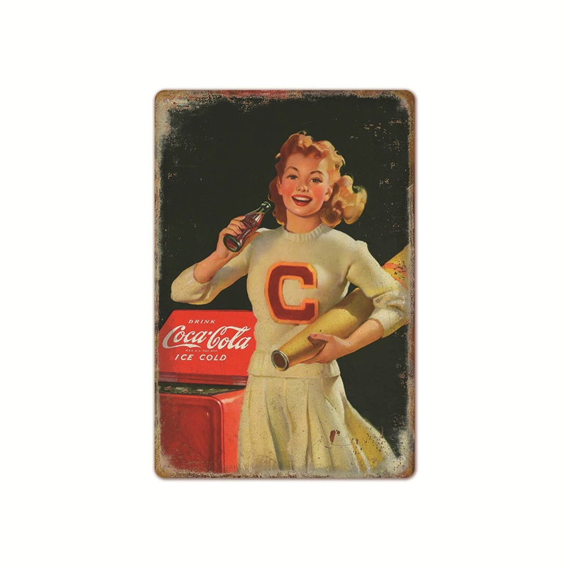 Безрамный ретро постер Coca-Cola, винтажное барное настенное искусство, размер 20×30×0.025 см