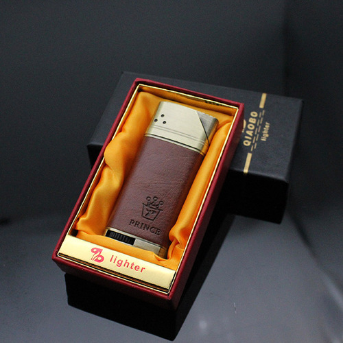 Dropshipping cross-border leather direct-to-windproof ultra-thin lighter metal cigarette lighter creative men's gifts personalized wholesale