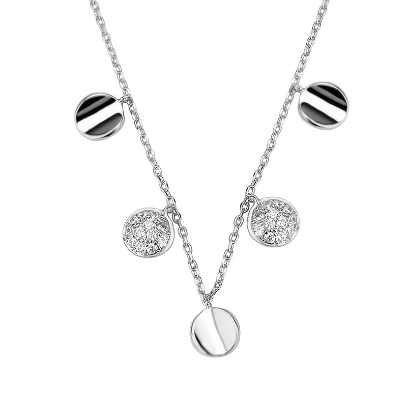 La celebridad en línea Singapur S925 ronda de plata esterlina COLLAR COLGANTE nicho diseño simple ronda clavícula cadena femenina fabricante