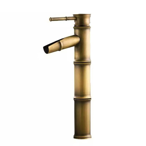 European style antique full copper countertop basin faucet bamboo joint face basin faucet bathroom cold and hot water washbasin faucet 