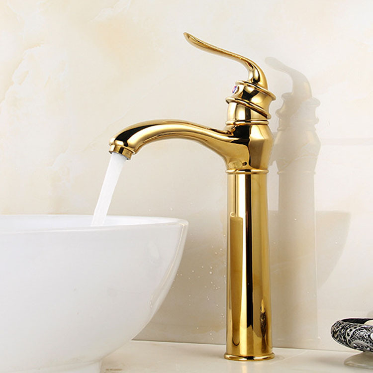 European-style all-copper faucet bathroom basin faucet bathroom cold and hot water basin golden faucet