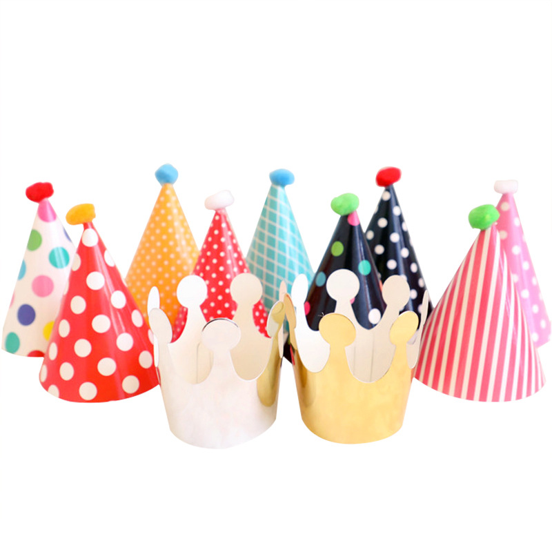 Celebridad en línea ins11 set Bola de piel sombrero de cumpleaños decoración de la fiesta de cumpleaños de los niños Corona protagonista vestido triángulo sombrero