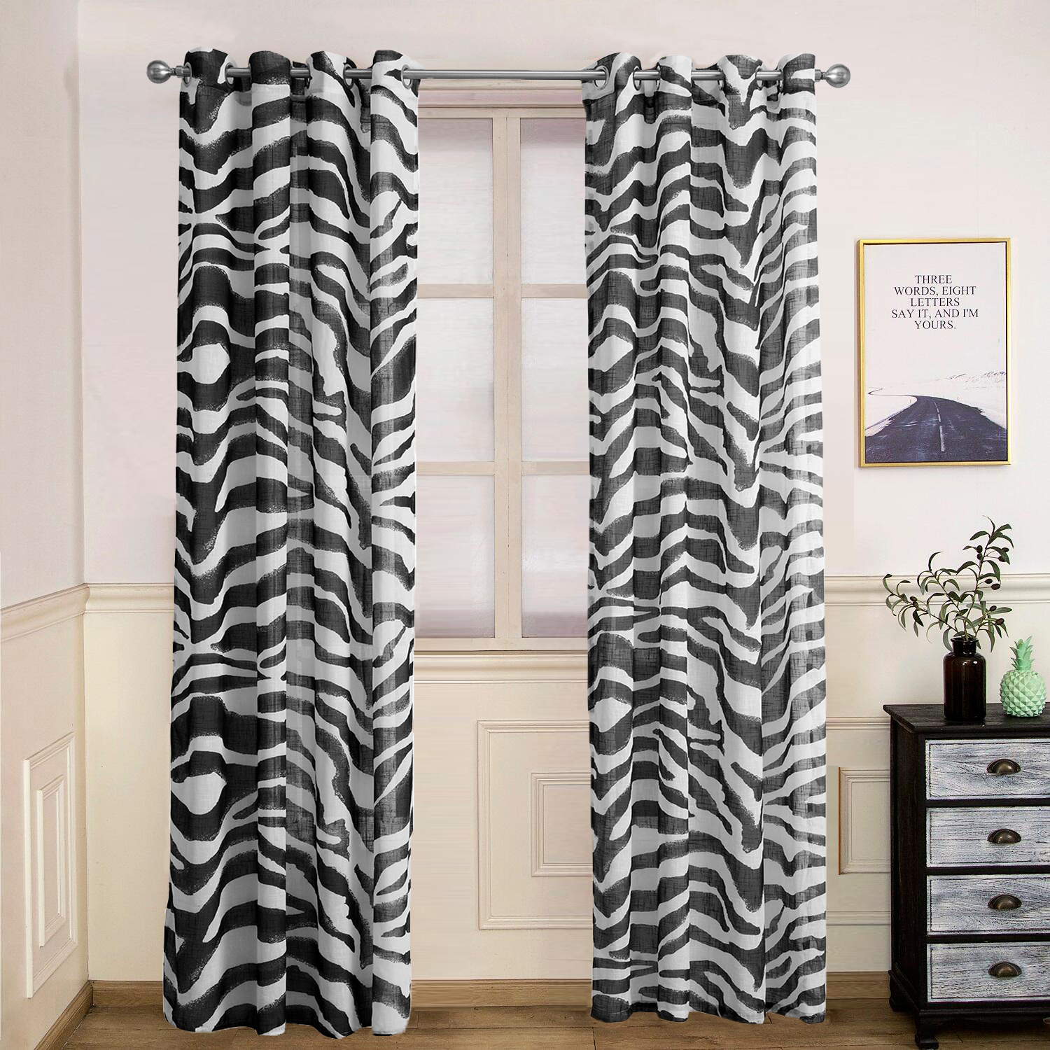 Cross-border e-commerce imitation hemp printing curtains bedroom printing curtains finished Amazon