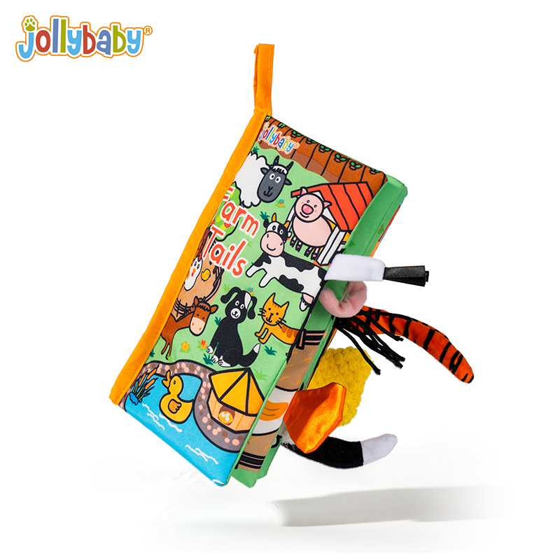 Jollybaby Baby cloth book Animal Tail book Early Education cloth book Peekaboo baby toy 0-3 years old can not tear