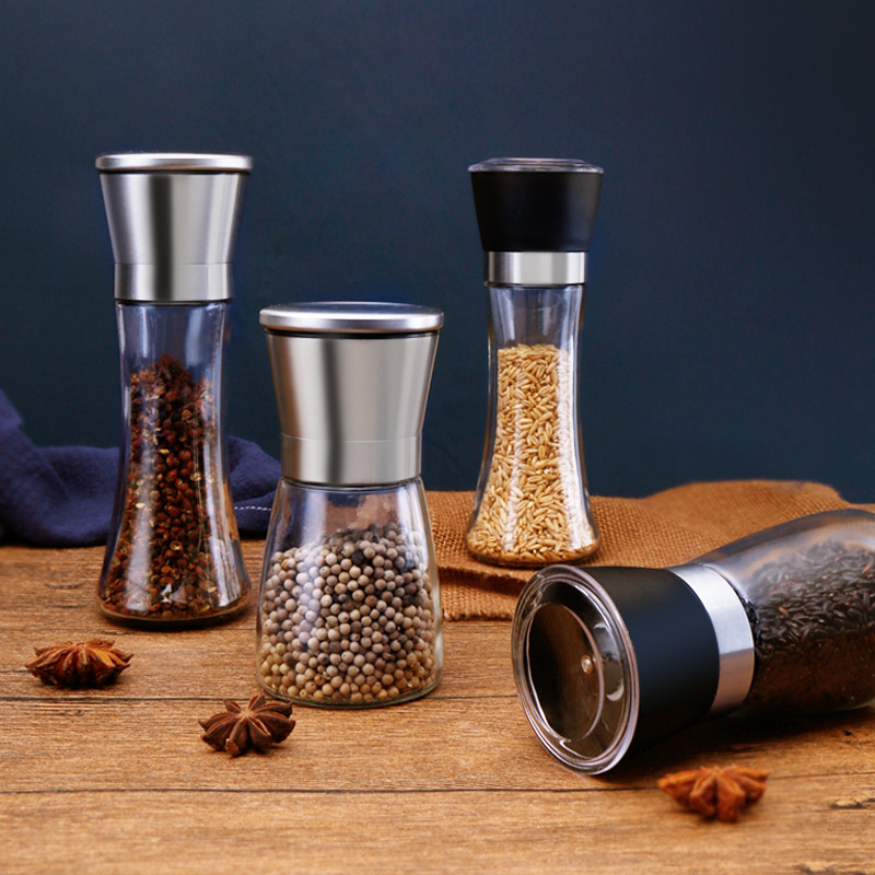 304 stainless steel pepper grinder household pepper sea salt grinding bottle glass seasoning bottle manual grinding cross border 304 stainless steel pepper grinder household pepper sea salt grinding bottle glass seasoning bottle manual grinding cross border