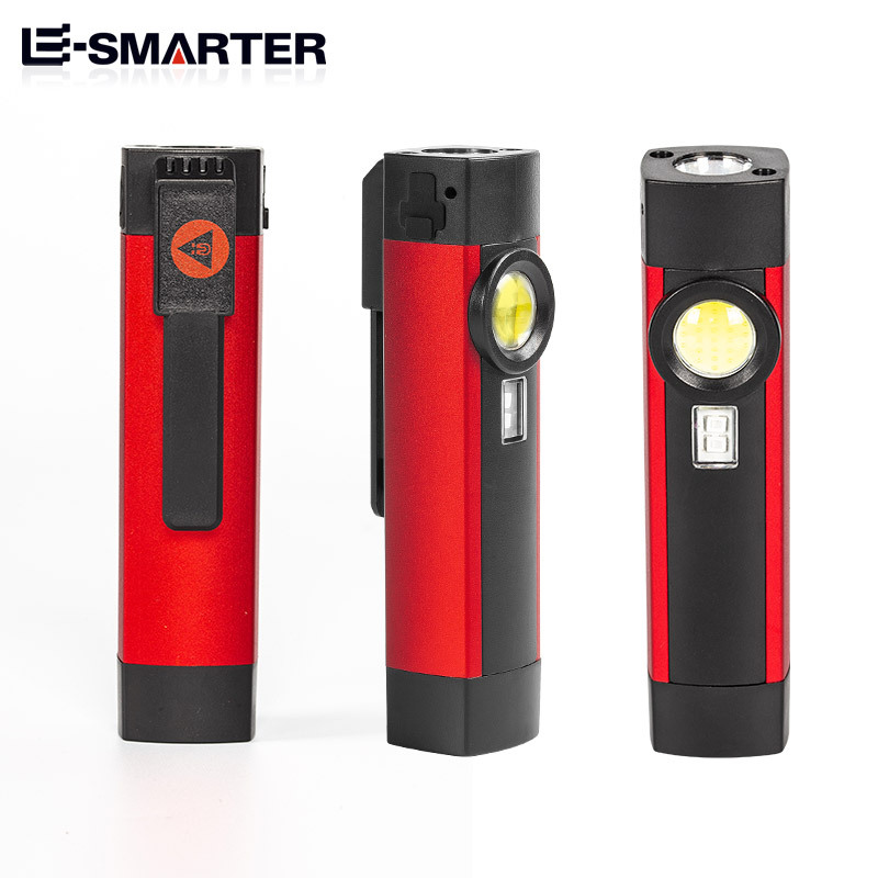 Luz DE TRABAJO COB multifuncional Luz de advertencia de luz roja de carga USB Linterna LED con imán Luz de mantenimiento de mano portátil