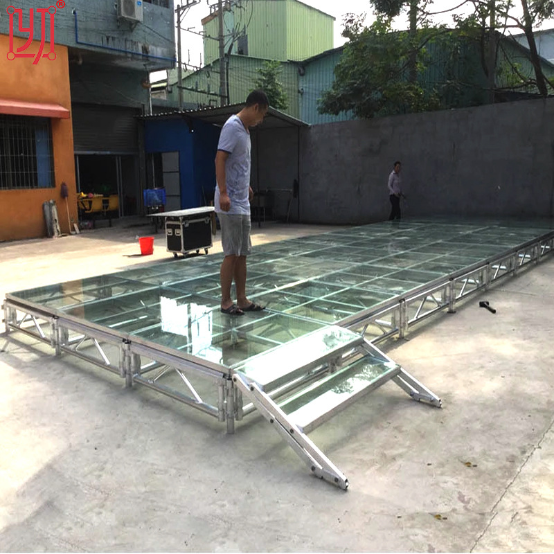 星光大道透明舞台搭建酒店婚庆t台铝合金玻璃舞台 玻璃灯光舞台