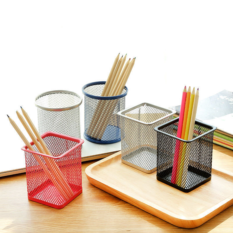 금속 중공 격자 창조적 인 펜 홀더 데스크탑 저장 상자 사무실 패션 펜 홀더 학생 문구 도매