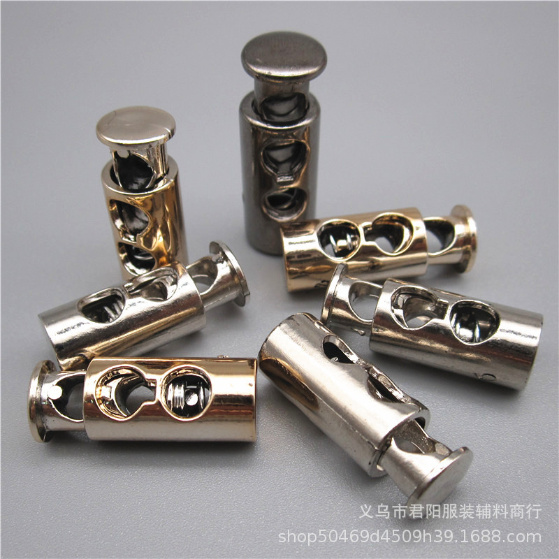 ABS电镀弹簧扣 2.4高双孔圆柱弹簧扣 枪黑色银色两孔穿绳扣-阿里巴巴