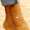 Fashionable beach golden ankle bracelet stainless steel heart-shaped, Japanese and Korean, Birthday gift