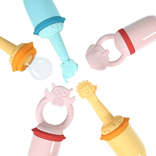 Baby Silicone Fruit and Vegetable Teether, Cartoon Baby Food Chew Bag