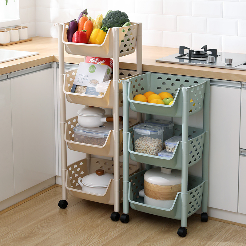 Kitchen Vegetable Storage Rack Floor Multi-layer Storage Basket Household Fruit Vegetable Basket Toy Storage Rack