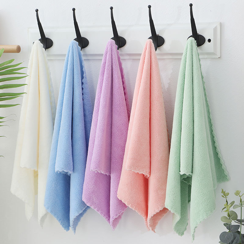 Factory Direct Sales Double-Sided Thickeneded Coral Velvet Towel 35*75 Household Daily Use Quick-Drying Absorbent Towel