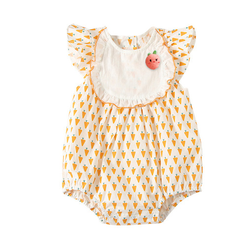 Baby Sleeveless Jumpsuit Summer New Style Baby Girl Printed Jumpsuit Children's Flying Sleeve Covered Romper 9670