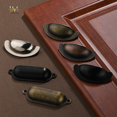 Antique-style retro medicine cabinet handle drawer shell zinc alloy silver black retro semi-circular home hardware