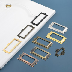 Antique-style retro gift box name card holder, label frame, antique bronze-colored iron handle furniture hardware accessories