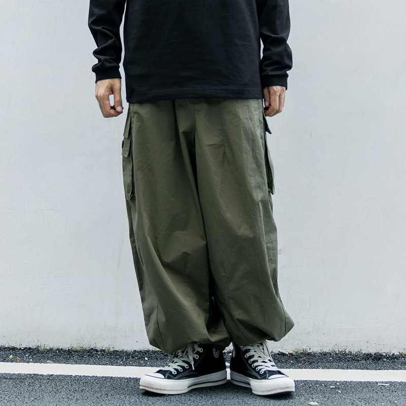 Loose Jogger Men Streetwear Cargo Trendy Brand Lazy Style Wide Leg Elastic Waist Casual Long Pants_voghion.com